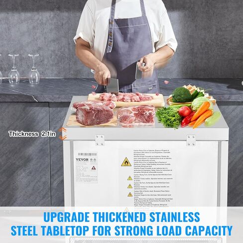 VEVOR 28" W Commercial Freezer Worktop, 7.4 Cu. Ft Undercounter Freezers with/Casters, <0~-8℉>Defrost Frozen Prep Table, Single Door Stainless Steel Food Frozen Prep Station for Restaurant, Diner in Saudi Arabia