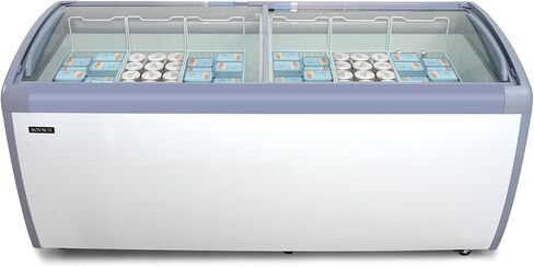 ROVSUN 5.7 Cu.Ft Commercial Ice Cream Freezer ETL NSF Certified, 26" Ice Cream Display Case Glass Top Chest Freezer w/LED Light 2 Removable Baskets Lockable Wheels Sliding Door for Store Supermaket in Saudi Arabia