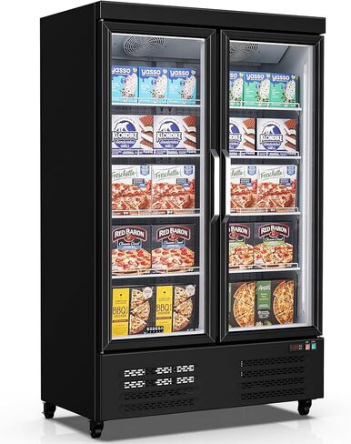 BODEGACOOLER Commercial Freezer Upright, 2 Door Standing Display Freezer With Glass Door, 36 Cu.Ft Large Capacity, -15℉-5℉ Temperature Range, Auto Defrost, For Ice Cream, Frozen Foods in Kuwait