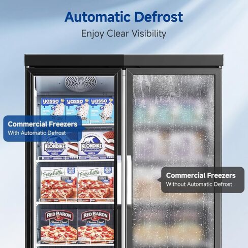 BODEGACOOLER Commercial Freezer Upright, 2 Door Standing Display Freezer With Glass Door, 36 Cu.Ft Large Capacity, -15℉-5℉ Temperature Range, Auto Defrost, For Ice Cream, Frozen Foods in Kuwait