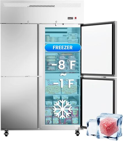 48"W Commercial Freezer 4 Door Stainless Steel Reach-in Solid Door Upright Fan Cooling 36 Cu.ft 2 Section Freezer -8-1°F for Restaurant, Bar, Shop in Saudi Arabia