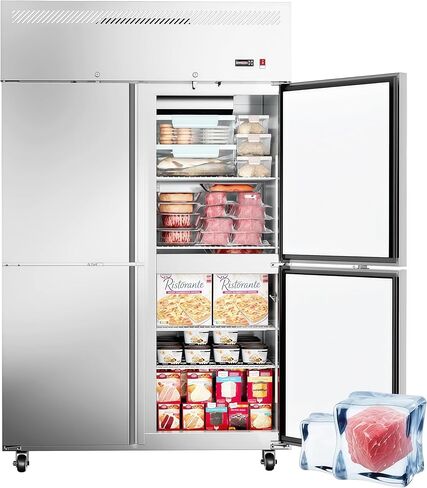 48"W Commercial Freezer 4 Door Stainless Steel Reach-in Solid Door Upright Fan Cooling 36 Cu.ft 2 Section Freezer -8-1°F for Restaurant, Bar, Shop in Saudi Arabia