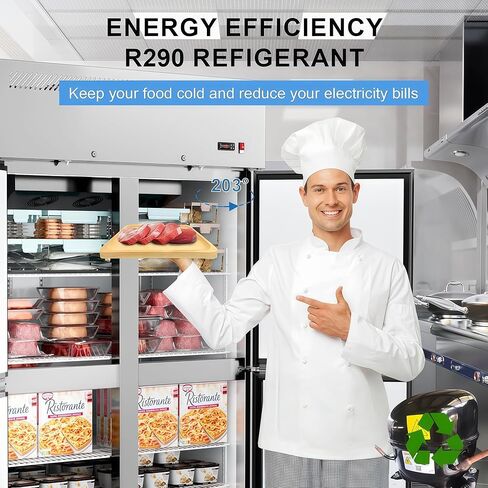 48"W Commercial Freezer 4 Door Stainless Steel Reach-in Solid Door Upright Fan Cooling 36 Cu.ft 2 Section Freezer -8-1°F for Restaurant, Bar, Shop in Saudi Arabia