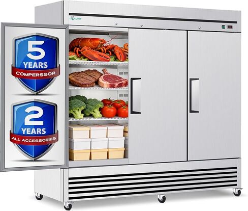 Commercial Freezer Upright Double Door 54" Stainless Steel Reach In Frost Free Upright Freezers 49 cu ft Garage Ready Restaurant Kitchen Industrial Freezer Commercial Stand Up Freezers in Kuwait