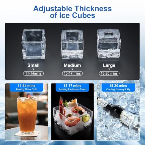 Kismile Commercial Ice Machine, 100Lbs/24H, 45 Cubes/Batch in 11-20 Mins, Stainless Steel Freestanding with Dual Self-Cleaning & 2 Water Inlet Modes for Restaurant/Bar/Home/Office Offices in Kuwait