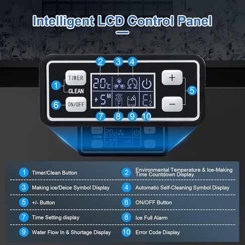 Kismile Commercial Ice Machine, 100Lbs/24H, 45 Cubes/Batch in 11-20 Mins, Stainless Steel Freestanding with Dual Self-Cleaning & 2 Water Inlet Modes for Restaurant/Bar/Home/Office Offices in Kuwait
