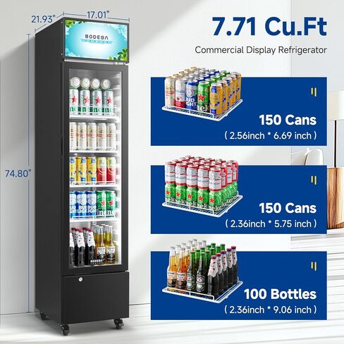 BODEGACOOLER Beverage Refrigerator and Cooler, 7.71 Cu. Ft Commercial Refrigerators for Drink, Beer, Tall Commercial Cooler for Beer, Soda, Single Door Display fridge in Kuwait