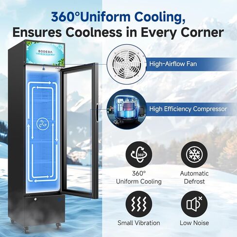 BODEGACOOLER Beverage Refrigerator and Cooler, 7.71 Cu. Ft Commercial Refrigerators for Drink, Beer, Tall Commercial Cooler for Beer, Soda, Single Door Display fridge in Kuwait