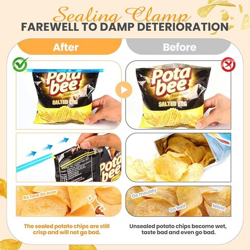 Gripstick Bag Clips, 12Pack Chip Clips with Stay, Sealing Clips for Multi-Size Bags to Keep Food Crispy & Fresh and Prevent Waste in Saudi Arabia