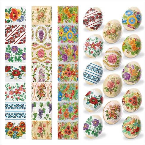 OFXDD Egg Wraps Easter Set 21 Pcs - Thermo Heat Egg Shrink Wrappers with Orthodox Patterns - Slavic, Traditional Easter Egg Wraps and Pysanky in Saudi Arabia