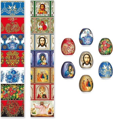 21 Pc Egg Wraps Easter Set - Traditional Easter Egg Shrink Wrappers - Ukrainian Easter Egg Decorating Kit - Othtodox Easter Egg Wrappers for Pysanka - Thermo Easter Egg Sleeves in Kuwait