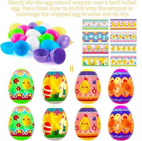 QLINLEAF 50Pcs Easter Egg Wrapper Eggs Film Shrink Wraps for Easter Eggs Sleeves Decorations, Cute Easter Egg Arounds in Saudi Arabia