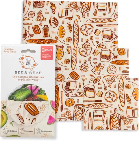 Bee's Wrap Beeswax Wraps for Food - 3 Pack of Medium Beeswax Wraps - Plastic Free Made in USA Reusable Natural Food Wrap - Honeycomb Print in Saudi Arabia