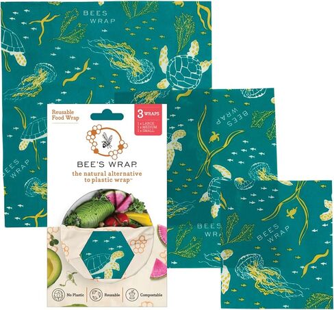 Bee's Wrap Beeswax Wraps for Food - 3 Pack of Medium Beeswax Wraps - Plastic Free Made in USA Reusable Natural Food Wrap - Honeycomb Print in Saudi Arabia