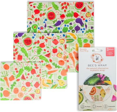 Bee's Wrap Beeswax Wraps for Food - 3 Pack of Medium Beeswax Wraps - Plastic Free Made in USA Reusable Natural Food Wrap - Honeycomb Print in Saudi Arabia