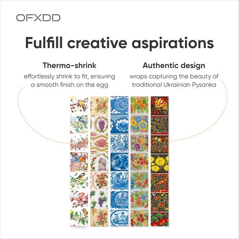 Egg Wraps Easter with Patterns 35 Pcs - Traditional Ukrainian Egg Decorating Kit - Easter Egg Wraps Ukrainian, Orthodox, Slavic - Thermo Heat Easter Egg Shrink Wrappers for Pysanky in Saudi Arabia