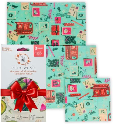 Bee's Wrap Beeswax Wraps for Food - 3 Pack of Medium Beeswax Wraps - Plastic Free Made in USA Reusable Natural Food Wrap - Honeycomb Print in Saudi Arabia
