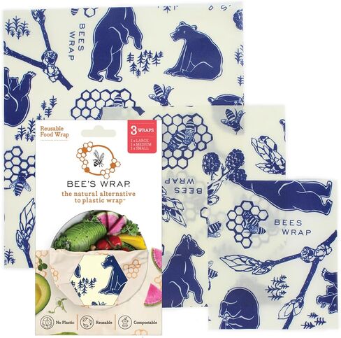 Bee's Wrap Beeswax Wraps for Food - 3 Pack of Medium Beeswax Wraps - Plastic Free Made in USA Reusable Natural Food Wrap - Honeycomb Print in Saudi Arabia