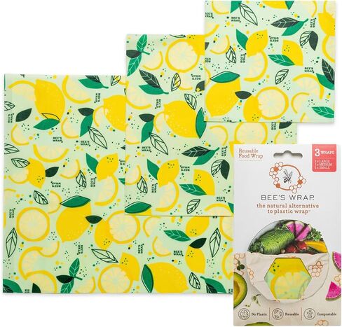 Bee's Wrap Beeswax Wraps for Food - 3 Pack of Medium Beeswax Wraps - Plastic Free Made in USA Reusable Natural Food Wrap - Honeycomb Print in Saudi Arabia
