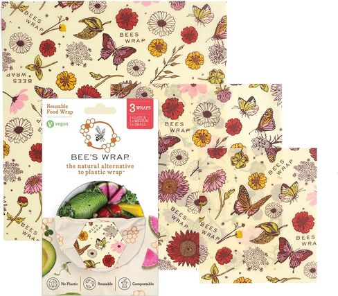 Bee's Wrap Beeswax Wraps for Food - 3 Pack of Medium Beeswax Wraps - Plastic Free Made in USA Reusable Natural Food Wrap - Honeycomb Print in Saudi Arabia