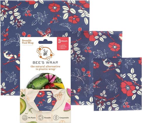 Bee's Wrap Beeswax Wraps for Food - 3 Pack of Medium Beeswax Wraps - Plastic Free Made in USA Reusable Natural Food Wrap - Honeycomb Print in Saudi Arabia