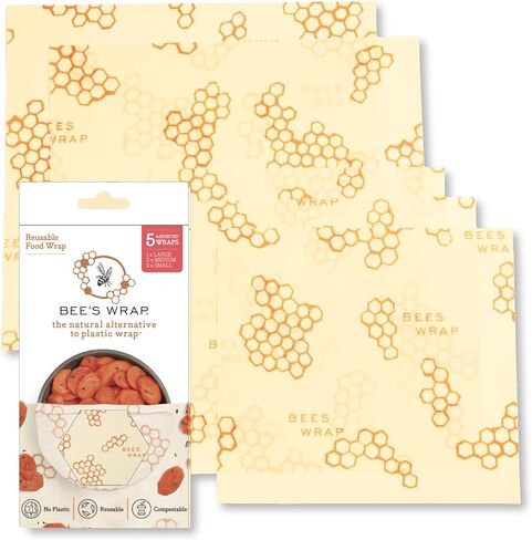 Bee's Wrap Beeswax Wraps for Food - 3 Pack of Medium Beeswax Wraps - Plastic Free Made in USA Reusable Natural Food Wrap - Honeycomb Print in Saudi Arabia