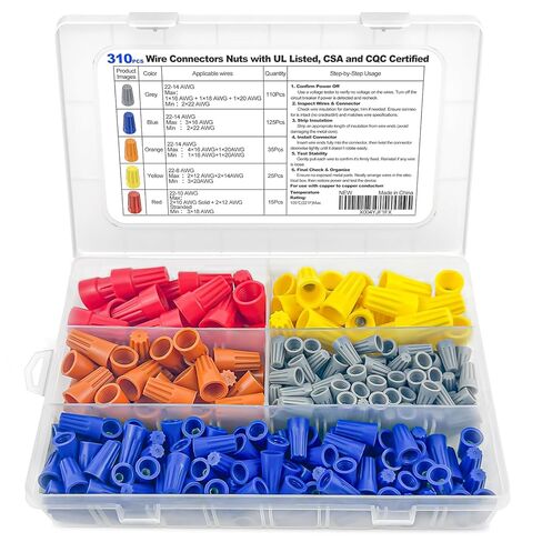310 Pcs Wire Nuts Assortment Kit – Spring-Loaded Wire Caps, Electrical Wire Nuts Connectors with Twist-On Design for Secure & Quick Wiring Connections in Saudi Arabia