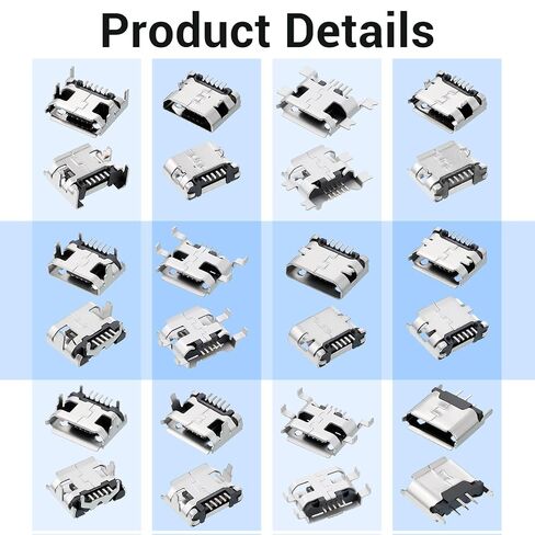 60 قطعة استبدال منفذ USB الصغير طقم منفذ USB الصغير أنثى مآخذ موصل إصلاح استبدال محول مجموعة متنوعة جاك موصل التوصيل جزء لإصلاح اللحام DIP SMT in Kuwait