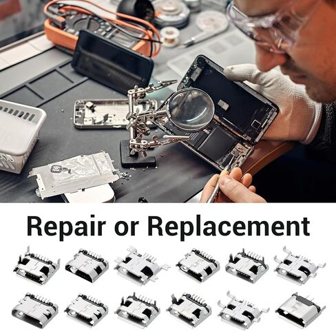 60 قطعة استبدال منفذ USB الصغير طقم منفذ USB الصغير أنثى مآخذ موصل إصلاح استبدال محول مجموعة متنوعة جاك موصل التوصيل جزء لإصلاح اللحام DIP SMT in Kuwait