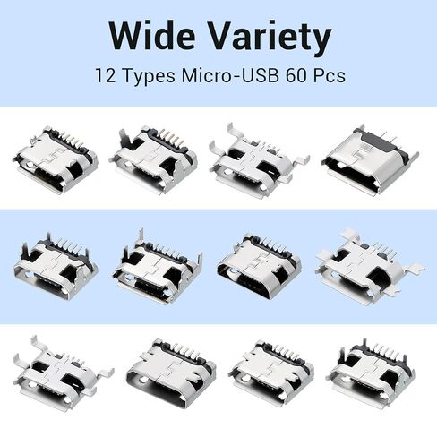 60 قطعة استبدال منفذ USB الصغير طقم منفذ USB الصغير أنثى مآخذ موصل إصلاح استبدال محول مجموعة متنوعة جاك موصل التوصيل جزء لإصلاح اللحام DIP SMT in Kuwait