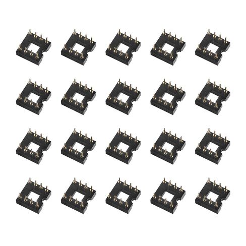 20pcs s 2 Row 8 Flat Pins Full Gold Plated Round Hole Solder Type Sockets Adapter DIP-8 8DIP 8 DIP IC. in Saudi Arabia