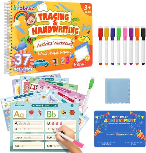 أنشطة التعلم في مرحلة ما قبل المدرسة 3-8: 37 ممارسة الكتابة اليدوية والكتب تتبع للأطفال | ألعاب السفر للسيارات والطائرة | مصنفات رياض الأطفال | كتب الأنشطة الخارجية | هدية للأطفال in Kuwait