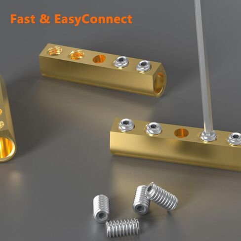 طقم صواميل موصلات أسلاك قياس 10-6 AWG من GKG - أطراف توصيل أسلاك نحاسية 80 أمبير مع مؤخرة انكماش حراري، براغي M5 ومفتاح ربط، موصل سلك مجعد مقاوم للماء للسيارات الشمسية البحرية in Kuwait