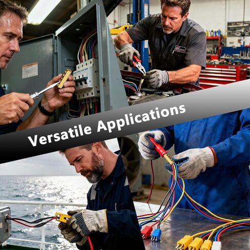 طقم صواميل موصلات أسلاك قياس 10-6 AWG من GKG - أطراف توصيل أسلاك نحاسية 80 أمبير مع مؤخرة انكماش حراري، براغي M5 ومفتاح ربط، موصل سلك مجعد مقاوم للماء للسيارات الشمسية البحرية in Kuwait