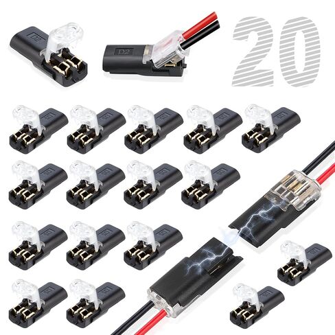 50Pcs Double Wire Plug in Connector, LED Light Strip Low Voltage Connectors 2 Pin with Locking Buckle - Quick Connect, No Wire Stripping Cutting in Saudi Arabia