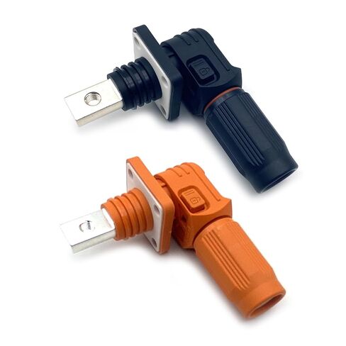 موصل تخزين طاقة البطارية 200 أمبير، موصلات تيار عالية 50 مم²، IP67 مقاوم للماء من النحاس ذو علامة تجارية، محول طاقة أسلاك توصيل سريع، قابس زاوية قائمة ومقبس (1500 فولت أسود + برتقالي) in Kuwait