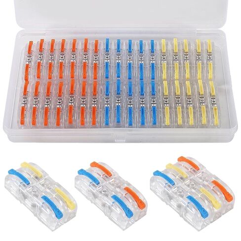 34pcs Quick Connect Electrical Splicing Wire Connectors Kit Transparent Lever Wire Connectors Compact Butt Splice Inline Terminals AWG 28-12 Insulated Terminal SPL-1 in Saudi Arabia