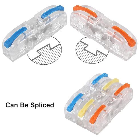 34pcs Quick Connect Electrical Splicing Wire Connectors Kit Transparent Lever Wire Connectors Compact Butt Splice Inline Terminals AWG 28-12 Insulated Terminal SPL-1 in Saudi Arabia