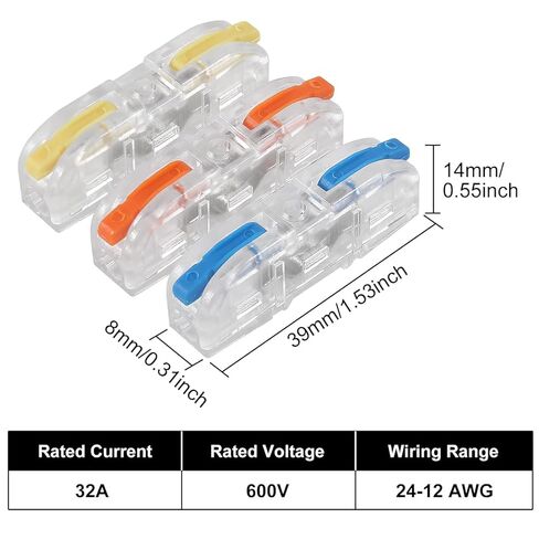 34pcs Quick Connect Electrical Splicing Wire Connectors Kit Transparent Lever Wire Connectors Compact Butt Splice Inline Terminals AWG 28-12 Insulated Terminal SPL-1 in Saudi Arabia