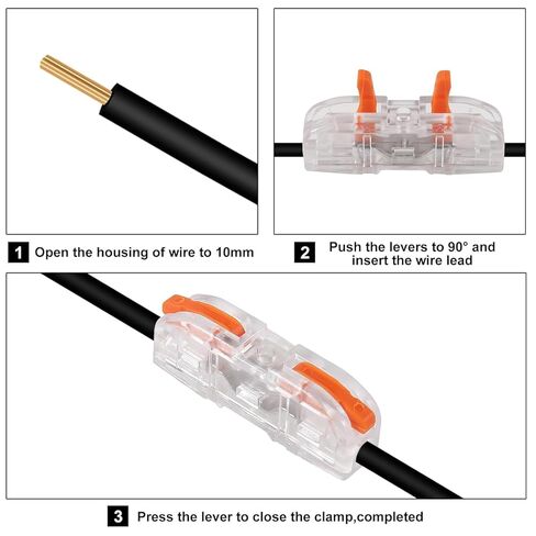 34pcs Quick Connect Electrical Splicing Wire Connectors Kit Transparent Lever Wire Connectors Compact Butt Splice Inline Terminals AWG 28-12 Insulated Terminal SPL-1 in Saudi Arabia