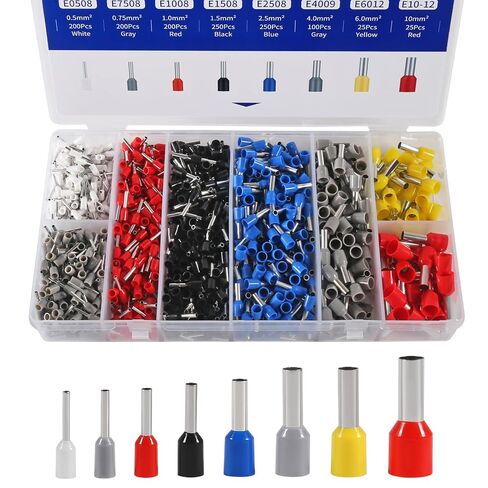 1250pcs Assorted Wire Ferrules Terminals Kit AWG 22-10 Insulated Copper Crimp Connectors for Industrial and Power Control Systems in Saudi Arabia
