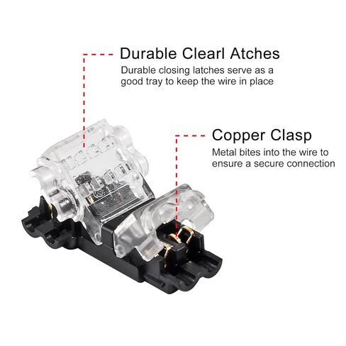 20PCS Low Voltage Wire Connectors - Solid Connection, T Type 2 Pins, No Wire-Stripping Required for LED Strip, Automotive (24-20 AWG) in Saudi Arabia