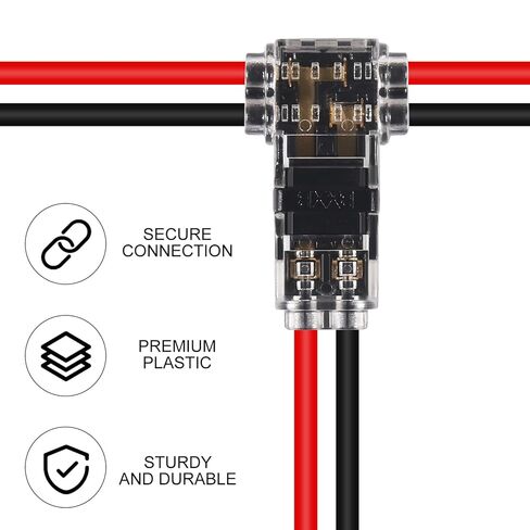 20PCS Low Voltage Wire Connectors - Solid Connection, T Type 2 Pins, No Wire-Stripping Required for LED Strip, Automotive (24-20 AWG) in Saudi Arabia