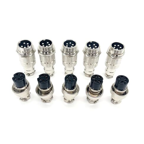 5Set GX16 4pin ذكر + أنثى مجموعة موصل مقبس قابس الطيران، قفل خيط محول دائري معدني مثبت على اللوحة، 5A/125V، 16 مم، ملحوم، للتوصيلات الكهربائية والإلكترونية in Kuwait