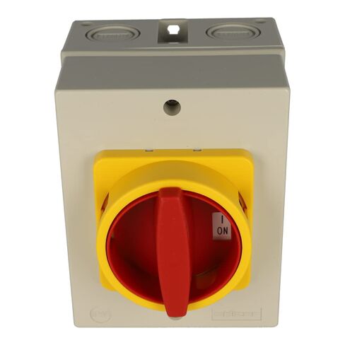 SALZER H216-41300-700N4 20 AMP، 3P، لون الغلاف/الزر: أصفر، الاتصال: براغي، مفتاح فصل، IP66، أحمر in Saudi Arabia