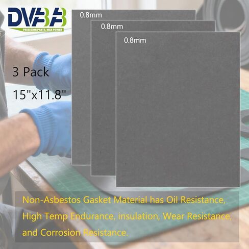 0.8mm 15"x11.8"Non Asbestos Gaskets Materials Sheet Set – High Temp Gasket Material for DIY Exhaust Gasket Maker, Engine Gaskets, Oil Diesel Gasoline Seal Repair 3 Pack in Kuwait