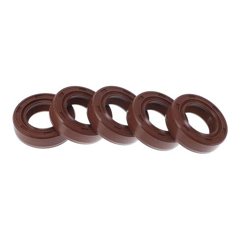Universal Oil Seal TC Double Lip W Steel Spring Seal Ring Rotary Shaft Seal 15x25x7mm High Pressure FKM Rubber Brown 5 Pcs in Kuwait