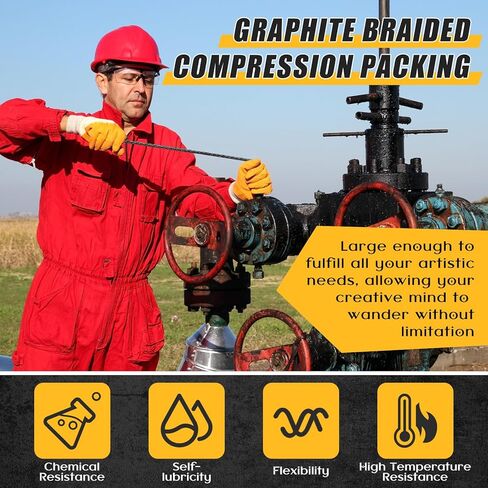 Frienda 1/4" x 1/4" 16ft Valve Seal additive Flexible Graphite Braided Compression Packing for Pump Valve or Mechanical Seal, Pump Gland or Valve Stem or Mechanical Seal in Saudi Arabia