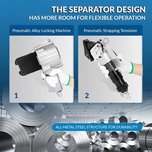 Pneumatic Steel Strapping Machine tensioner and Cutter Sealer,Split Strapping Machine for Strapping Steel coils/Machinery/Wood/Stone, 32mm/1.25in in Saudi Arabia