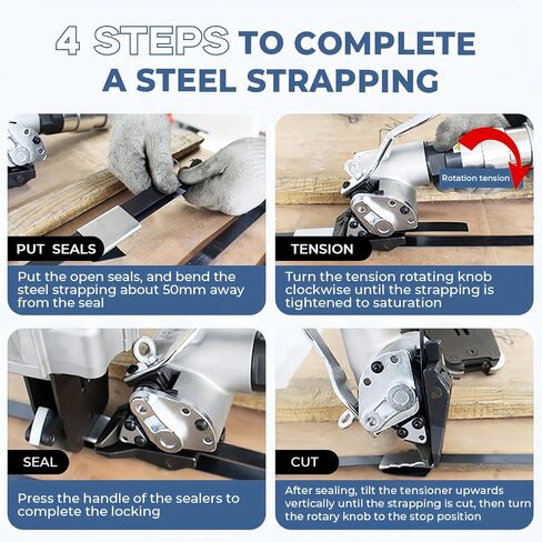 Pneumatic Steel Strapping Machine tensioner and Cutter Sealer,Split Strapping Machine for Strapping Steel coils/Machinery/Wood/Stone, 32mm/1.25in in Saudi Arabia